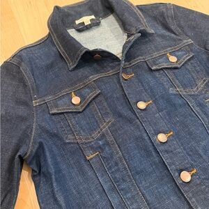 Eileen Fisher Cropped Dark Blue Denim Jacket